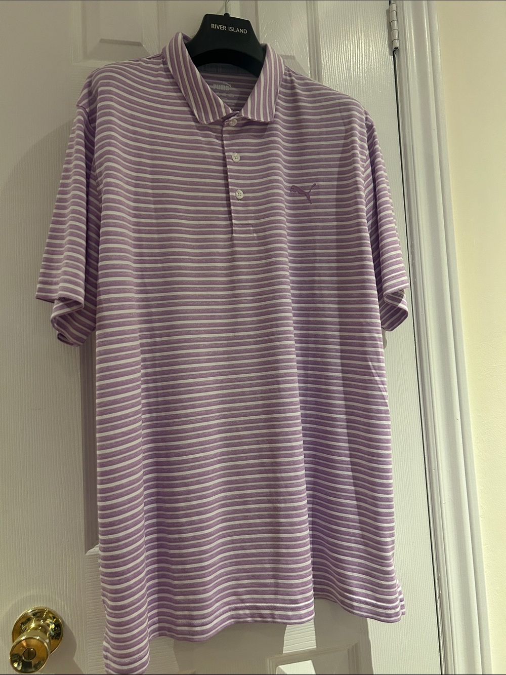 Puma Men’s Lavender and White Striped Polo